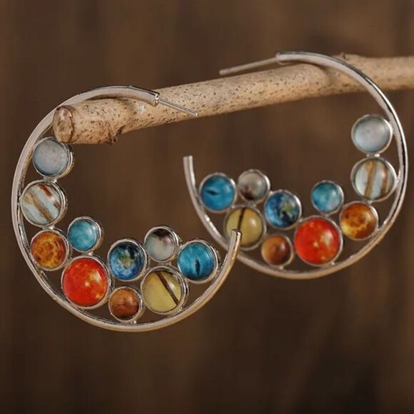 Colorful Hoop Earring M410 - Picture 1 of 2